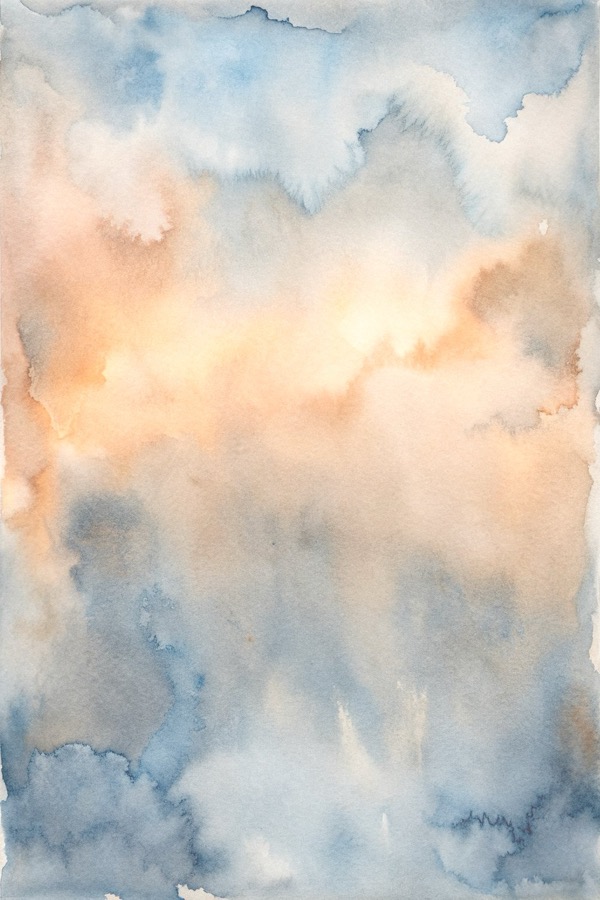 A cool blue evening watercolor Scene.