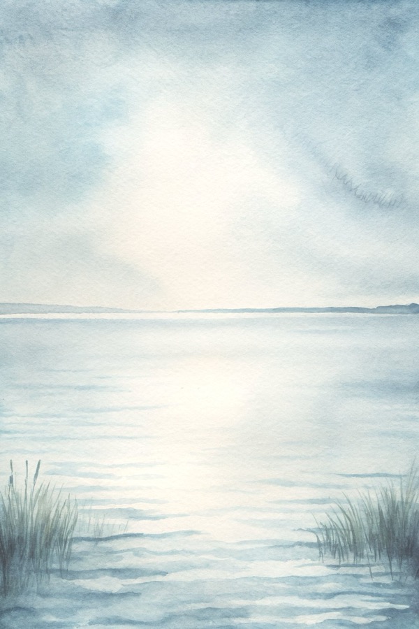 A calm green watercolor Scene.
