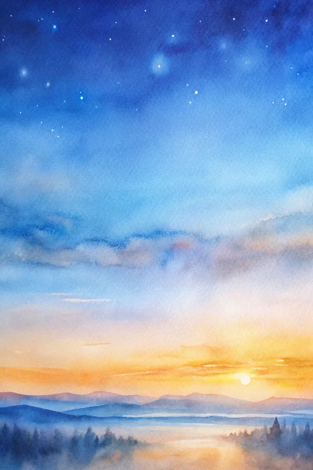 Blue Hour, one of the Supporter-only watercolor Scenes.
