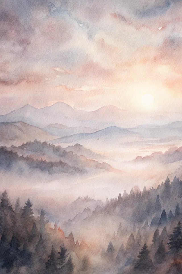 Rose Mist, one of the Supporter-only watercolor Scenes.