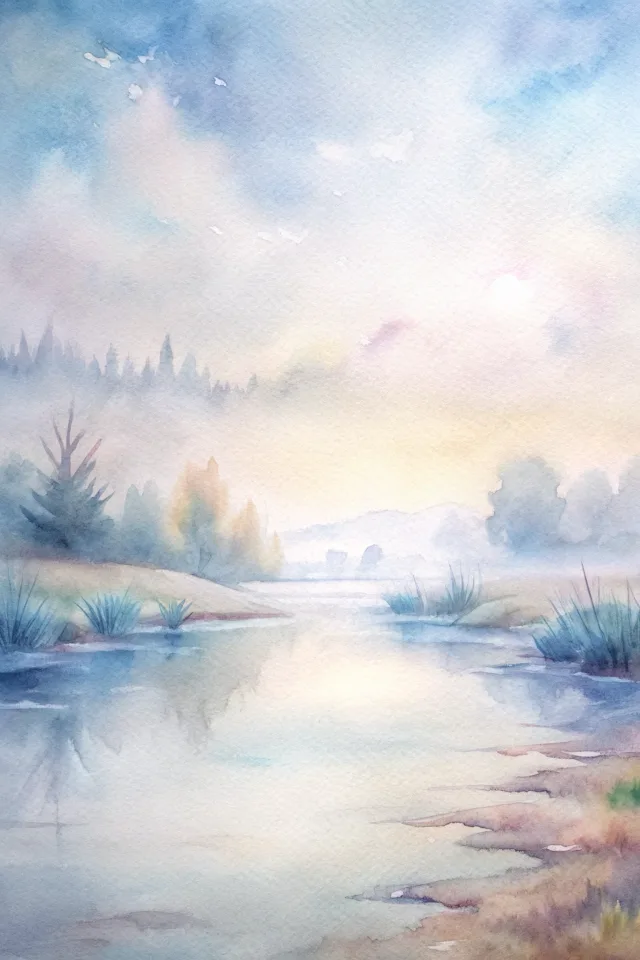 Soft Rain, one of the Supporter-only watercolor Scenes.