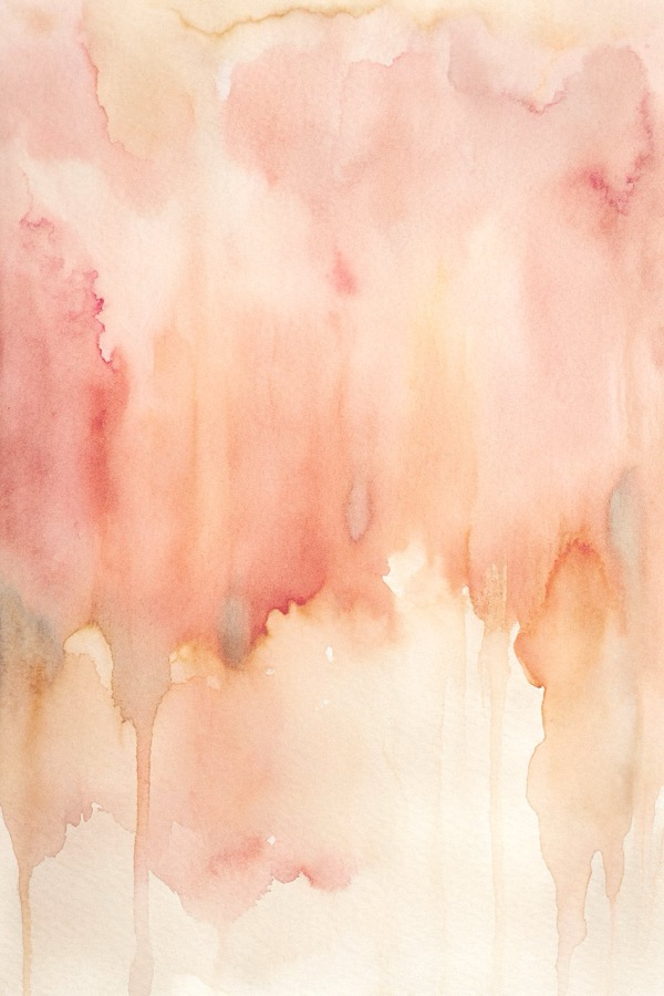 A warm rose and green watercolor Scene.