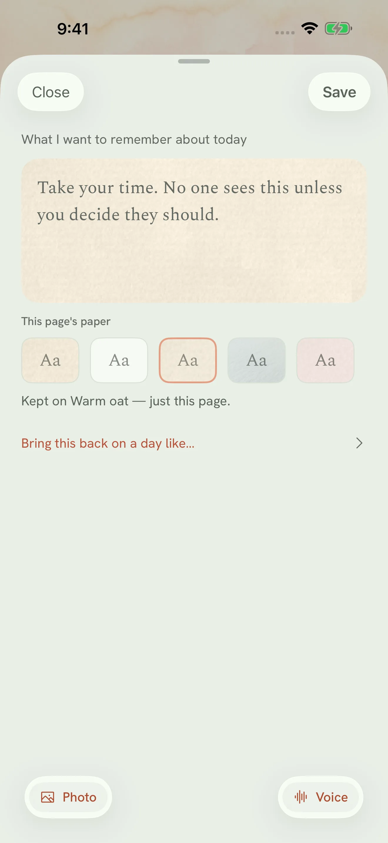 Choosing a paper treatment for private writing in Hold.